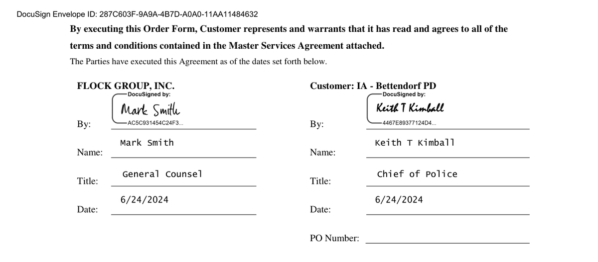 Signed for the Bettendorf PD by Chief of Police Keith T. Kimball on June 24, 2024.