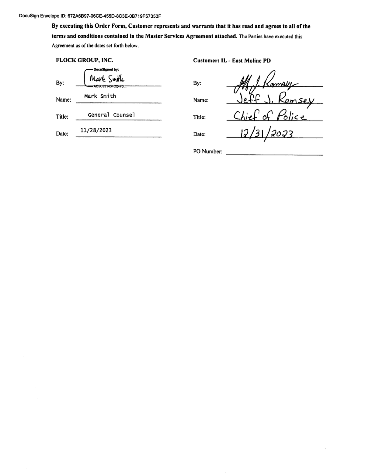 Signed by Chief Jeff Ramsey on Dec 31, 2023, a five-year commitment.